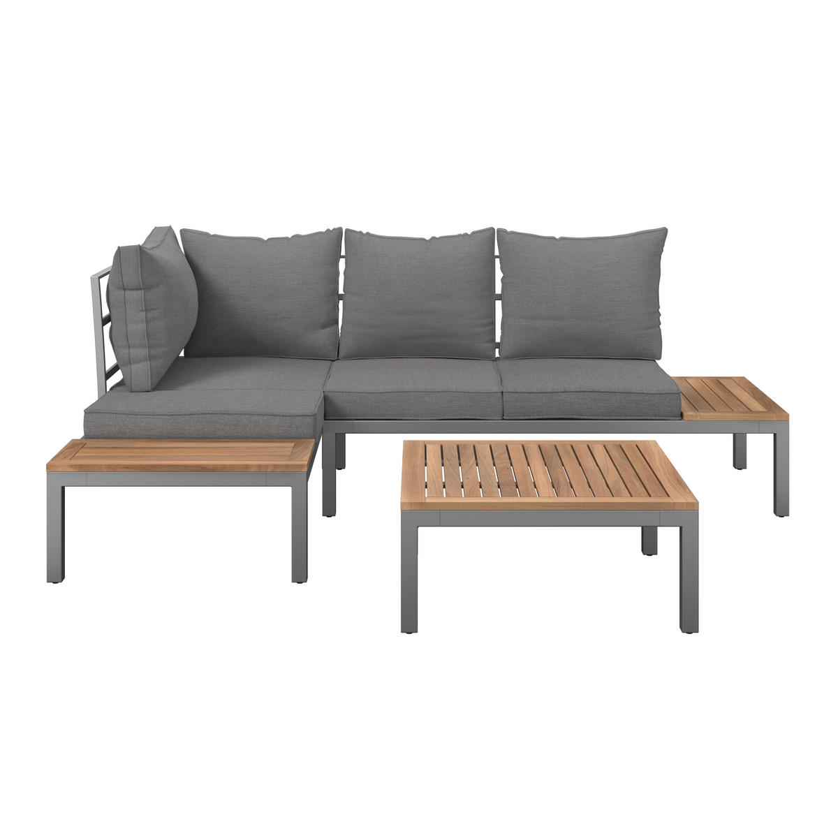LOUNGEGARNITUR  138/207 cm  Akazie vollmassiv Stahl  - Braun/Grau, MODERN, Holz/Metall (138/207cm) - Ambia Garden