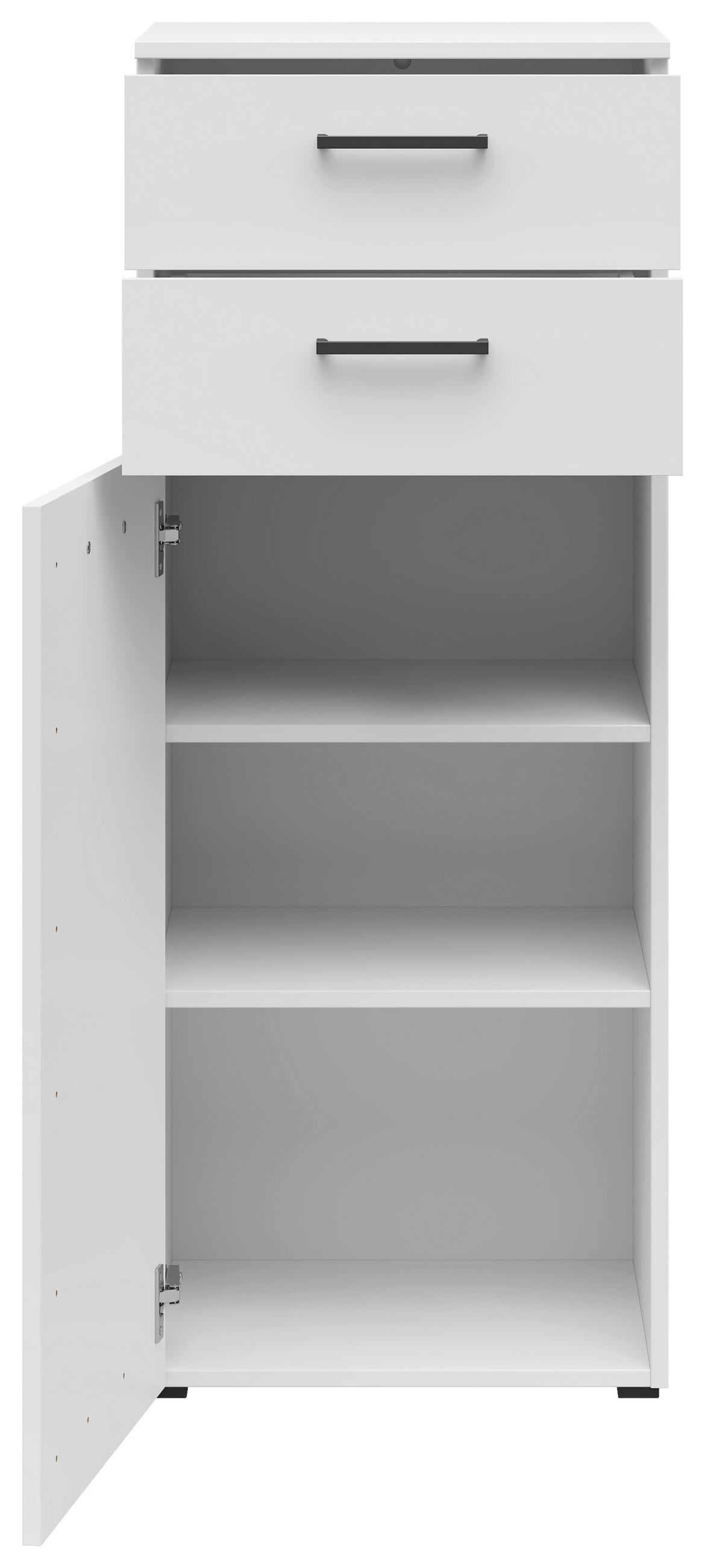 KOMODA, bílá, 45/115/40 cm - bílá/černá, Moderní, kompozitní dřevo/plast (45/115/40cm) - Carryhome
