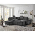 ECKSOFA in Mikrovelours Grau  - Schwarz/Grau, KONVENTIONELL, Kunststoff/Textil (217/265cm) - Carryhome