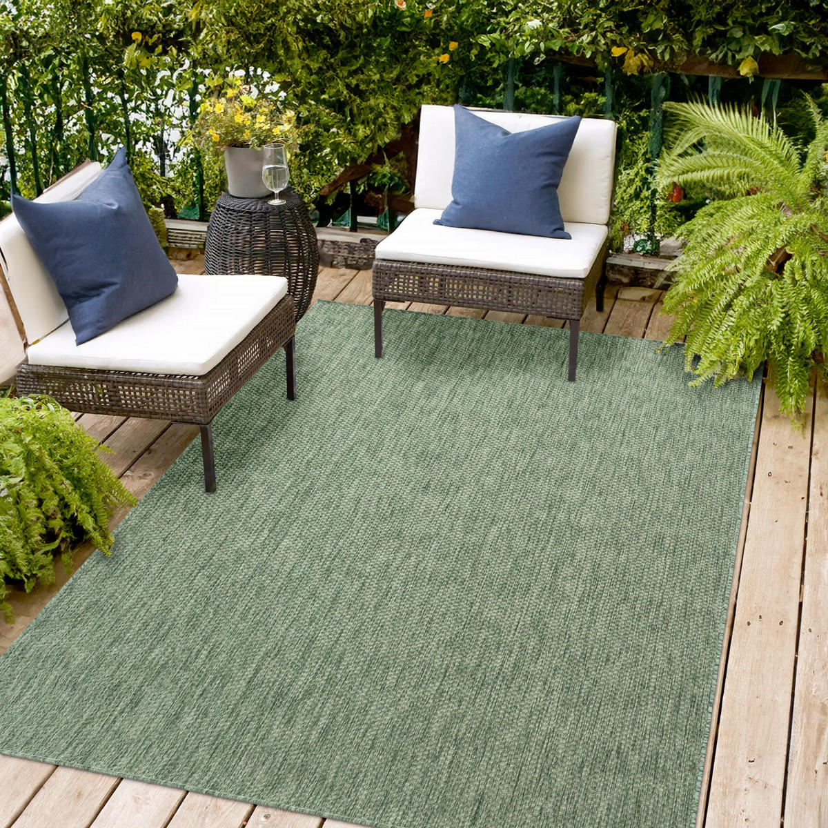 OUTDOORTEPPICH  für Terrasse und Balkon 200/280 cm Columbia Meliert Grün  - Grün, Basics, Textil (200/280cm) - Novel
