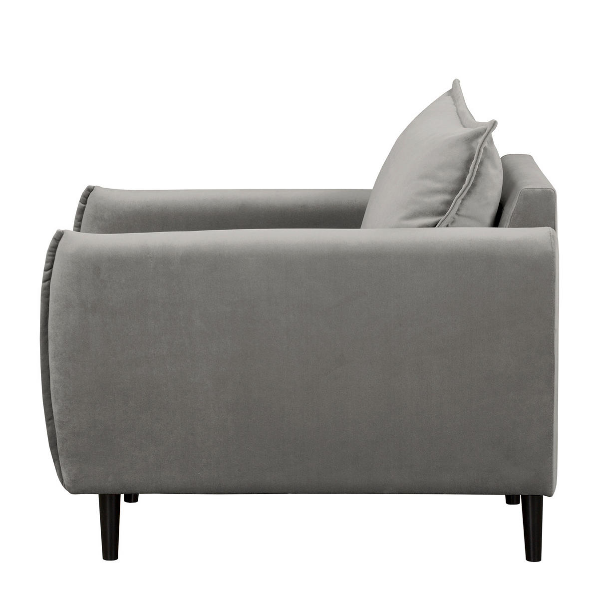 SESSEL in Samt Grau  - Schwarz/Grau, Design, Holz/Textil (74/86/100cm) - P & B