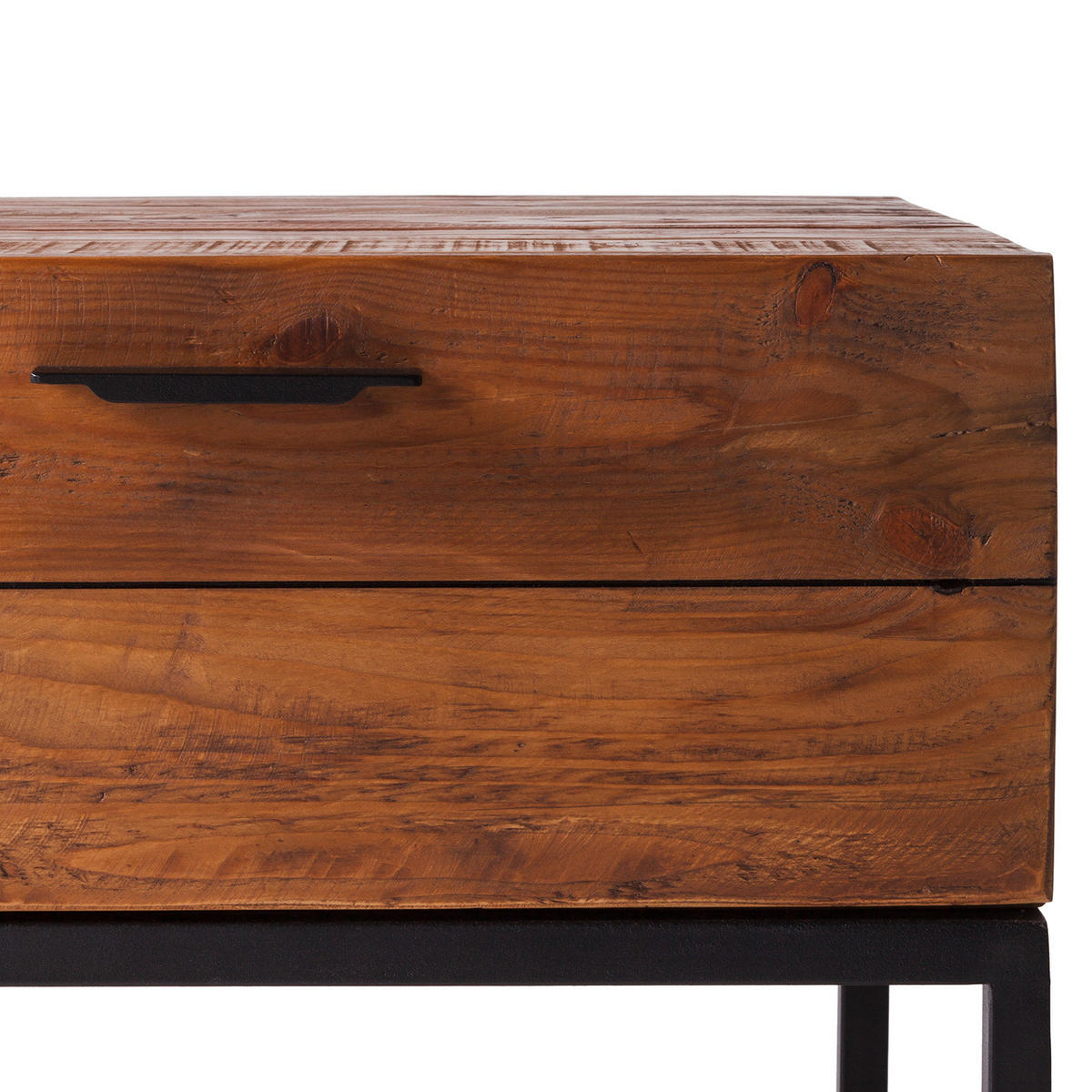 BEISTELLTISCH 50/50/50 cm Kiefer massiv Kieferfarben quadratisch  - Schwarz/Kieferfarben, MODERN, Holz/Metall (50/50/50cm) - home24
