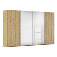 SCHWEBETÜRENSCHRANK 360/223/68 cm 4-türig Eichefarben  - Chromfarben/Eichefarben, Design, Holz/Holzwerkstoff (360/223/68cm) - Novel