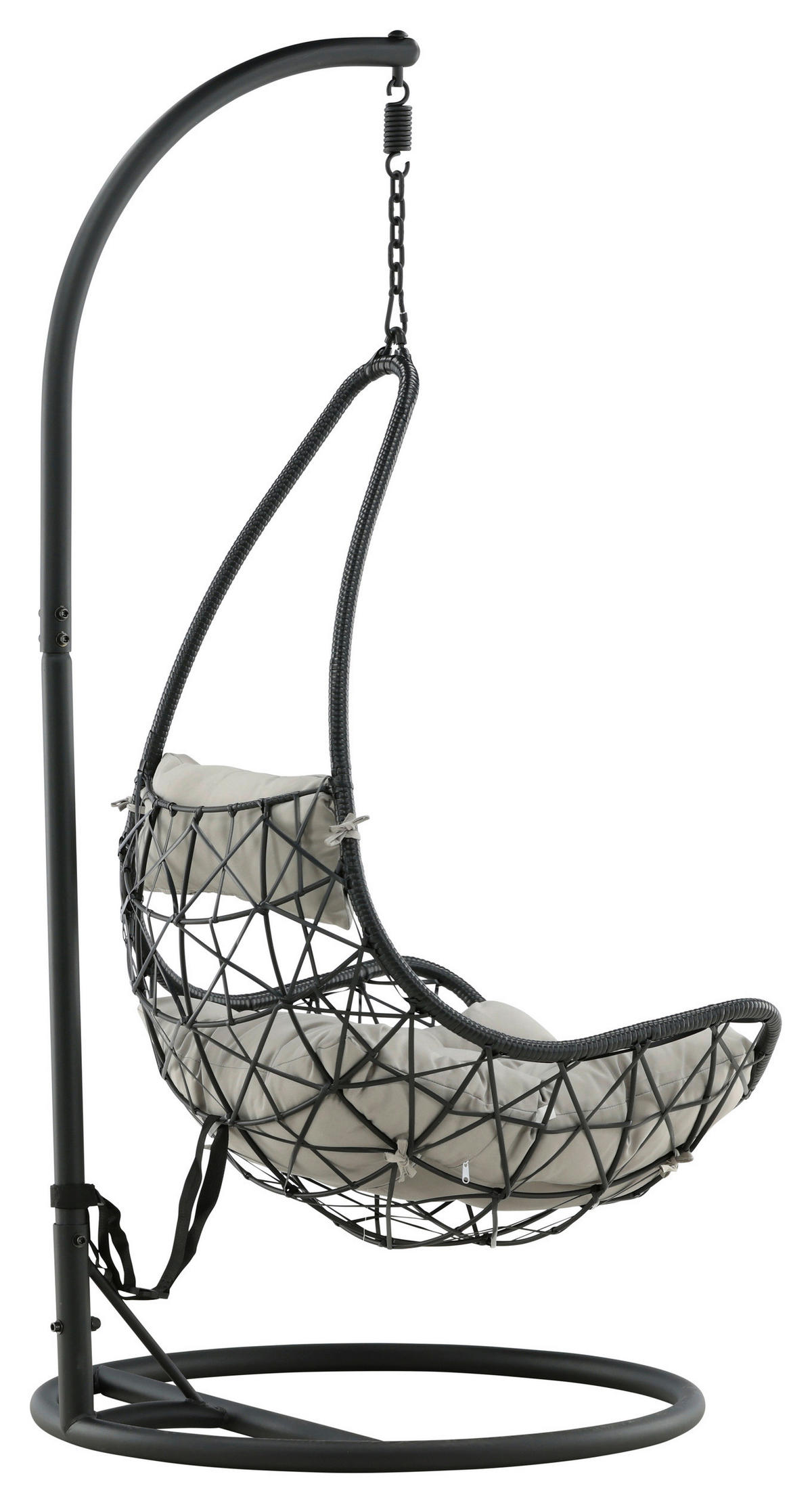 HÄNGESESSEL 95/196/95 cm  - Schwarz/Grau, KONVENTIONELL, Kunststoff/Textil (95/196/95cm) - Gardenson