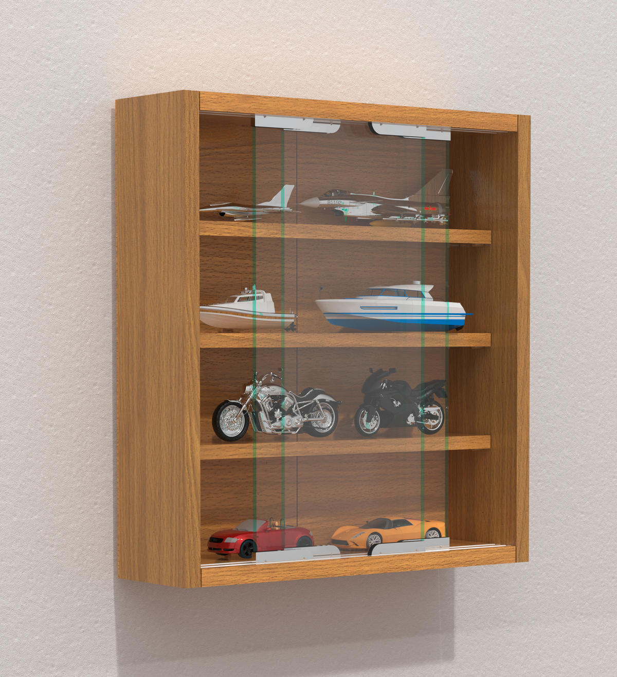 HÄNGEVITRINE in Buchefarben  - Silberfarben/Buchefarben, Modern, Glas/Holzwerkstoff (37/40/10cm) - MID.YOU