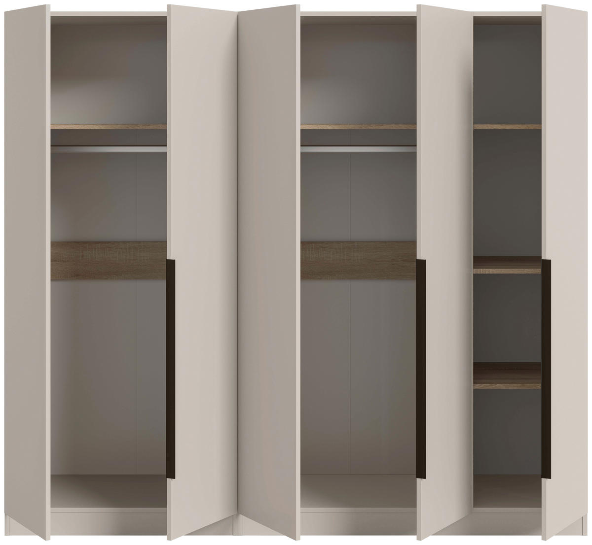 DREHTÜRENSCHRANK  in Kaschmir  - Kaschmir/Schwarz, MODERN, Holzwerkstoff/Kunststoff (200/181/52cm) - Livetastic