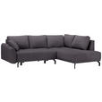 ECKSOFA in Samt Dunkelgrau  - Dunkelgrau/Schwarz, LIFESTYLE, Textil/Metall (250/191cm) - Carryhome