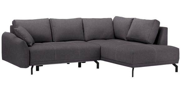 ECKSOFA in Samt Dunkelgrau  - Dunkelgrau/Schwarz, LIFESTYLE, Textil/Metall (250/191cm) - Carryhome