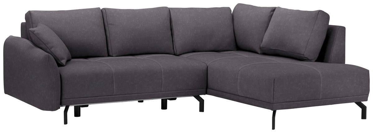 ECKSOFA Dunkelgrau Samt  - Dunkelgrau/Schwarz, LIFESTYLE, Textil/Metall (250/191cm) - Carryhome