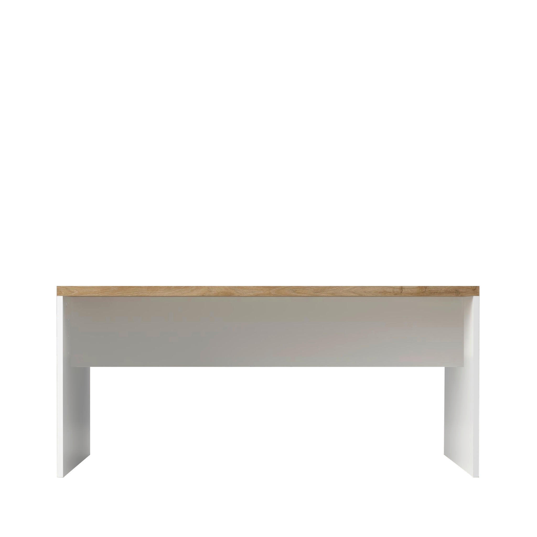 SKRIVBORD 160/75/68 cm ekfärgad, vit högglans   - vit högglans/ekfärgad, Modern, trämaterial (160/75/68cm) - Best Price