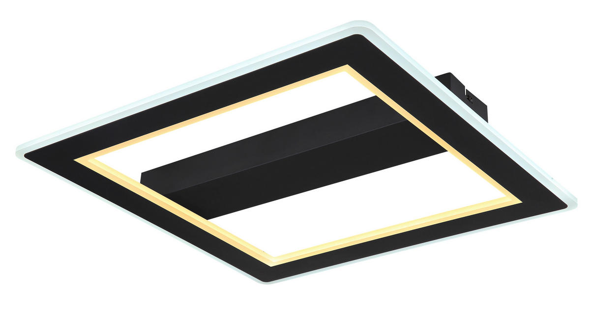 LED-DECKENLEUCHTE 30 W    45/45/5 cm  - Opal/Schwarz, Design, Kunststoff/Metall (45/45/5cm) - Globo