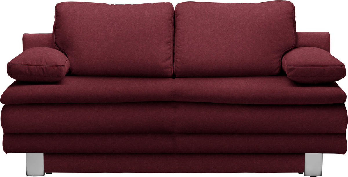 SCHLAFSOFA in Weinrot  - Chromfarben/Weinrot, Design, Textil/Metall (194/96/86cm) - Novel