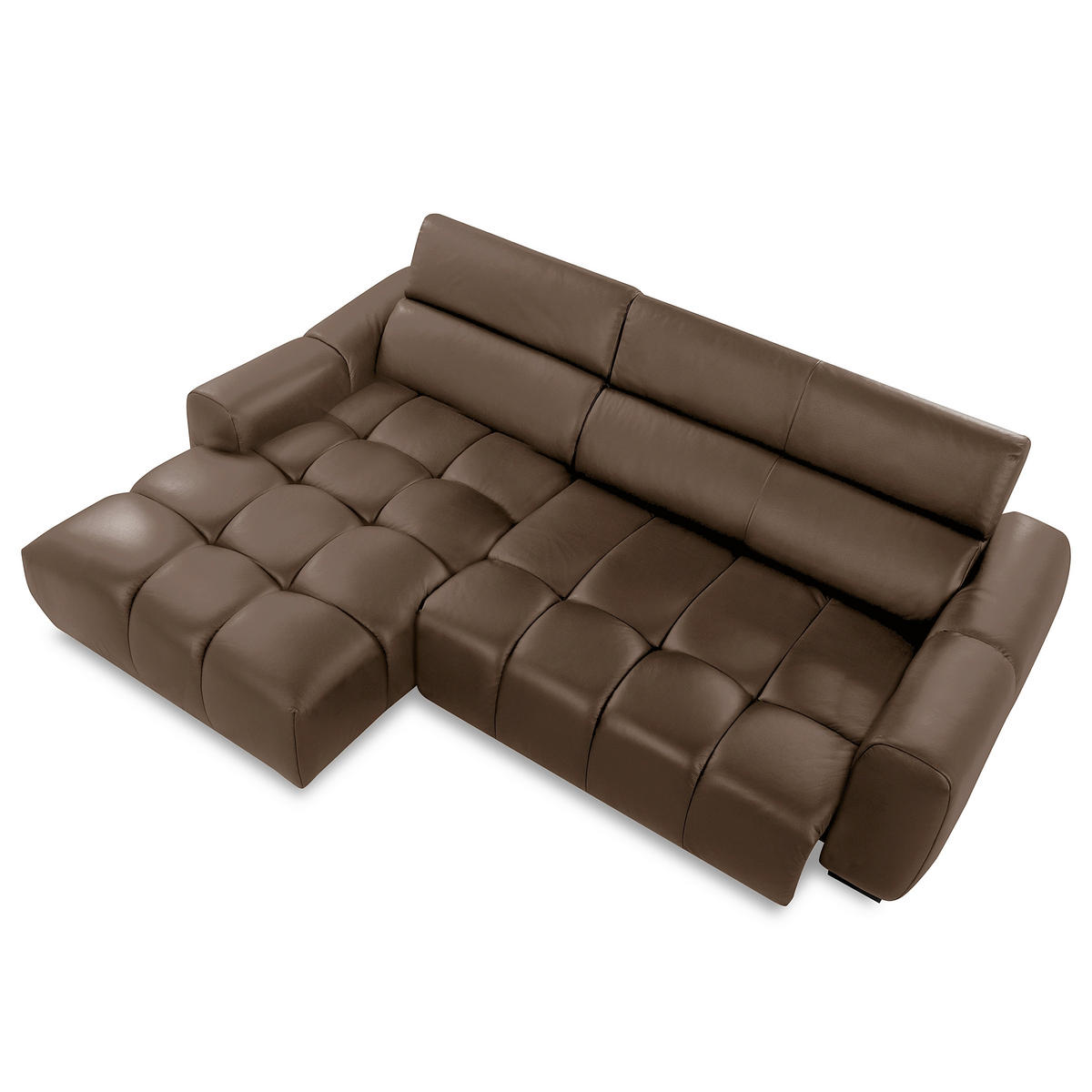 ECKSOFA AVEIRO Braun Echtleder Bettkasten, Kopfteilverstellung, Sitzvorzug  - Schwarz/Braun, Design, Leder/Kunststoff (177/274cm) - Livetastic