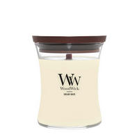 ILLATGYERTYA - bézs/átlátszó, Basics, üveg/paraffin (9.9/11.4/9.9cm) - WoodWick