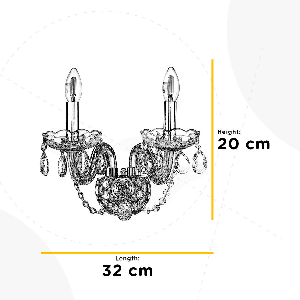 WANDLEUCHTE 32/30/20 cm   - Chromfarben/Transparent, KONVENTIONELL, Glas/Metall (32/30/20cm)