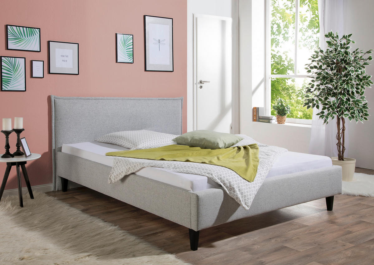 POLSTERBETT 100/200 cm,  in Hellgrau,  - Hellgrau/Schwarz, MODERN, Holz/Textil (100/200cm) - Livetastic