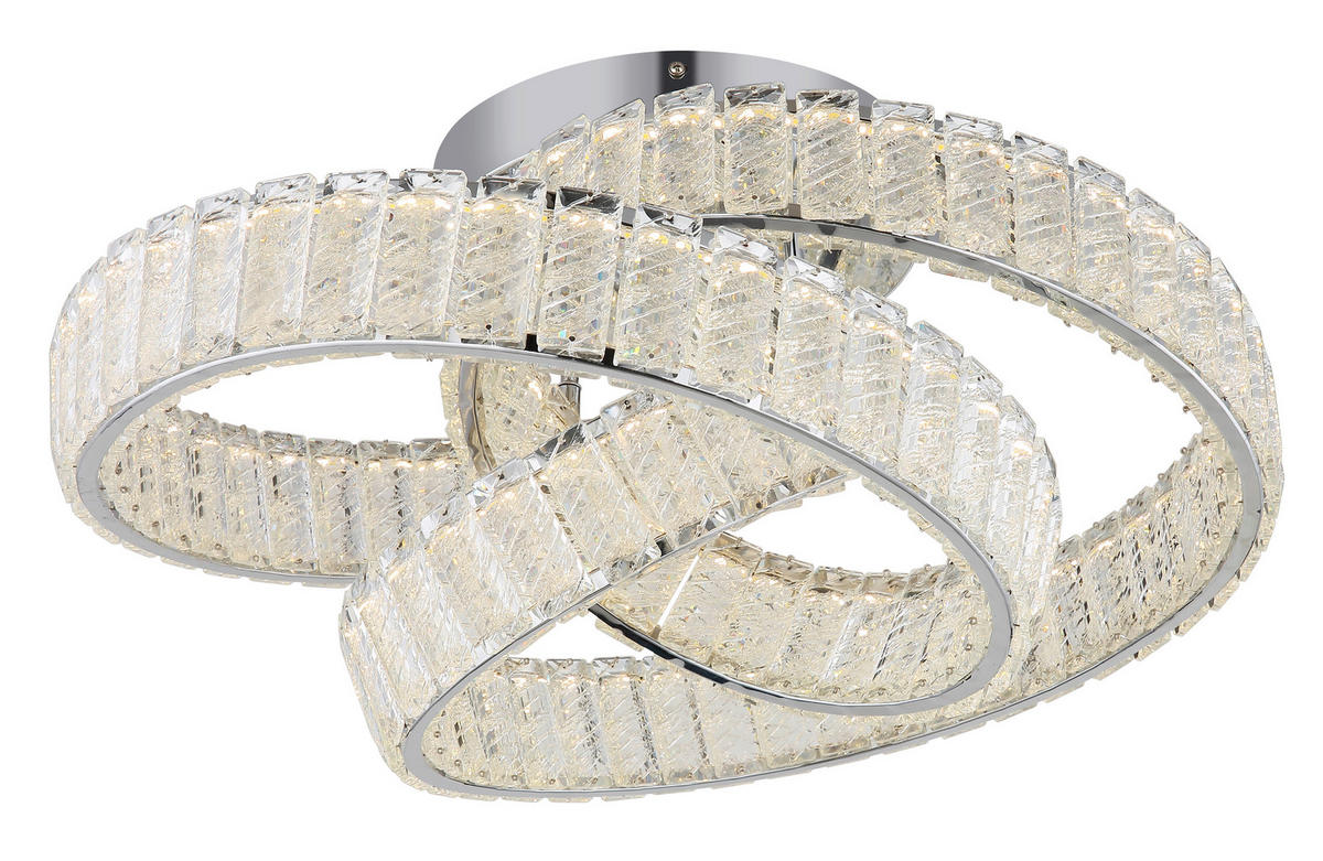 LED-DECKENLEUCHTE MUCKY 60/26 cm   - Klar/Chromfarben, KONVENTIONELL, Glas/Metall (60/26cm) - Globo