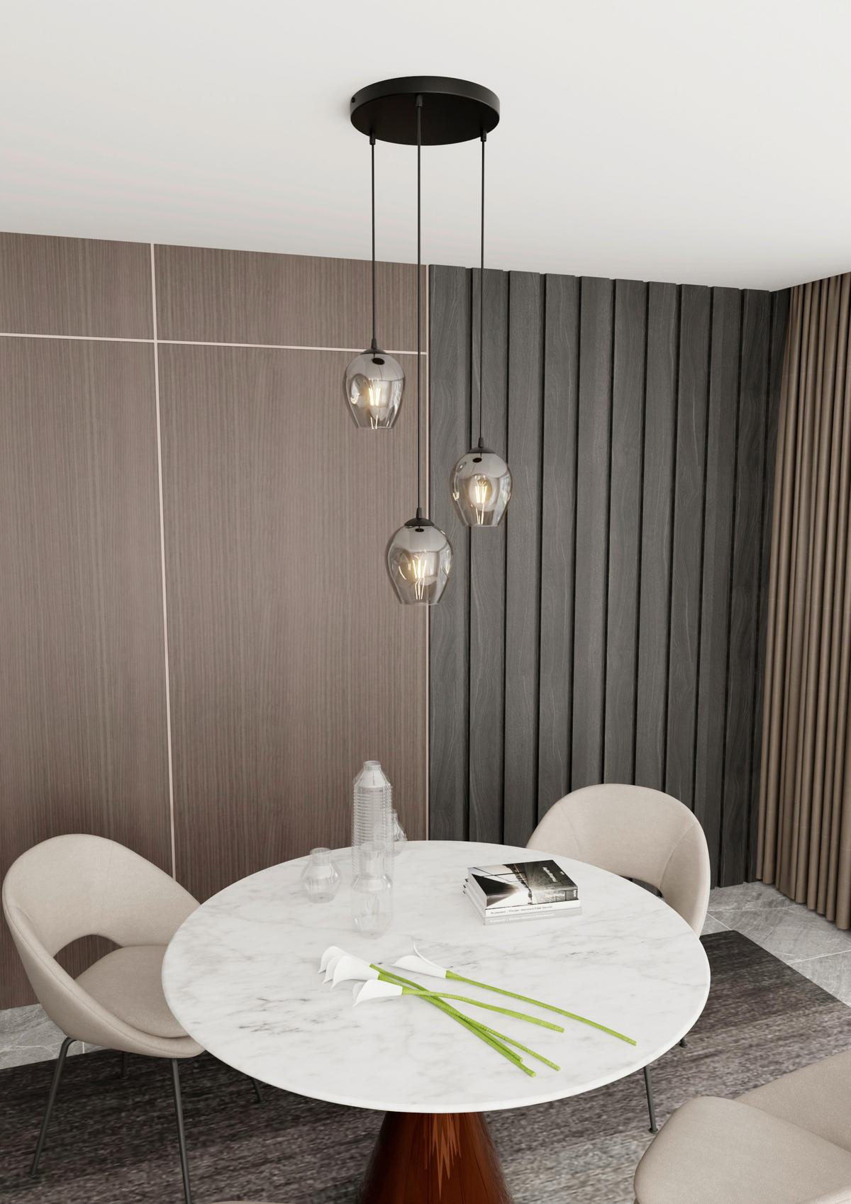 HÄNGELEUCHTE  40/40/100 cm    - Schwarz, KONVENTIONELL, Glas/Metall (40/40/100cm)