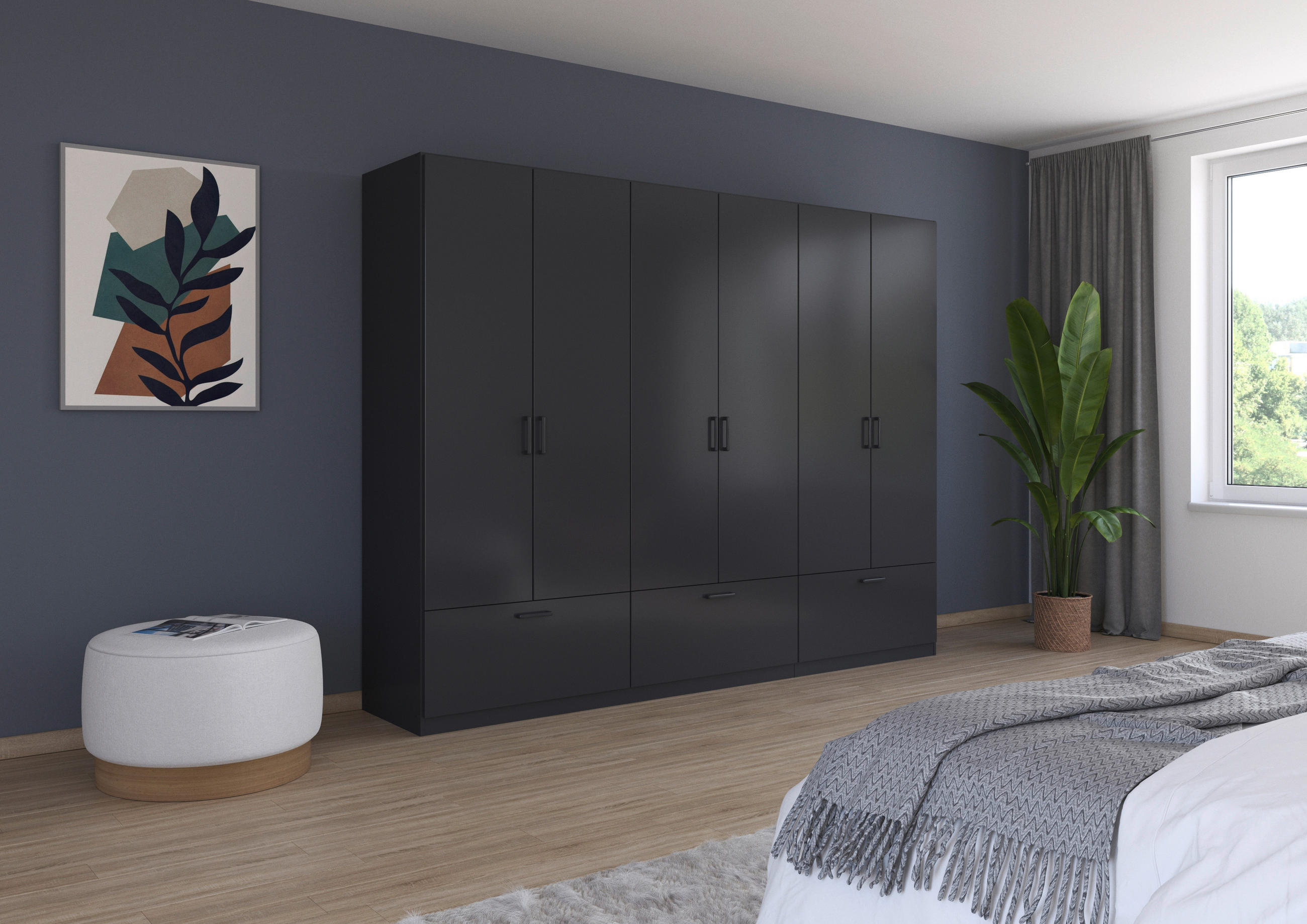 KLEIDERSCHRANK 271/210/54 cm 6-türig Grau  - Grau, Basics, Holzwerkstoff/Metall (271/210/54cm) - Boxxx