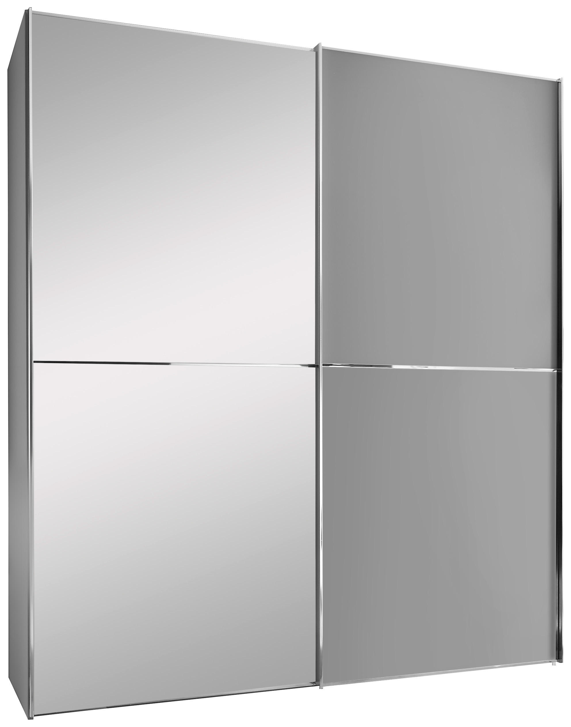 SCHWEBETÜRENSCHRANK  in Hellgrau  - Chromfarben/Hellgrau, Design, Glas/Holzwerkstoff (188/222/68cm) - Moderano