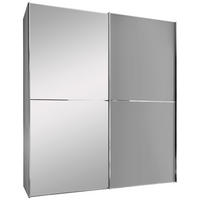 SCHWEBETÜRENSCHRANK 2-türig Hellgrau  - Chromfarben/Hellgrau, Design, Glas/Holzwerkstoff (167/222/68cm) - Moderano