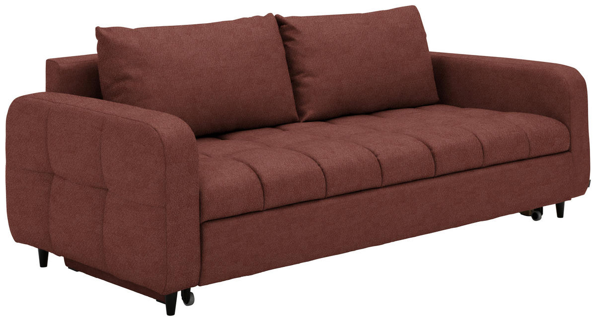 SCHLAFSOFA Webstoff Rotbraun Stoffauswahl, Bettfunktion erhältlich, Rücken echt, Armteil links, Armteil rechts  - Rotbraun/Schwarz, Design, Holz/Textil (236/88/101cm) - Lomoco