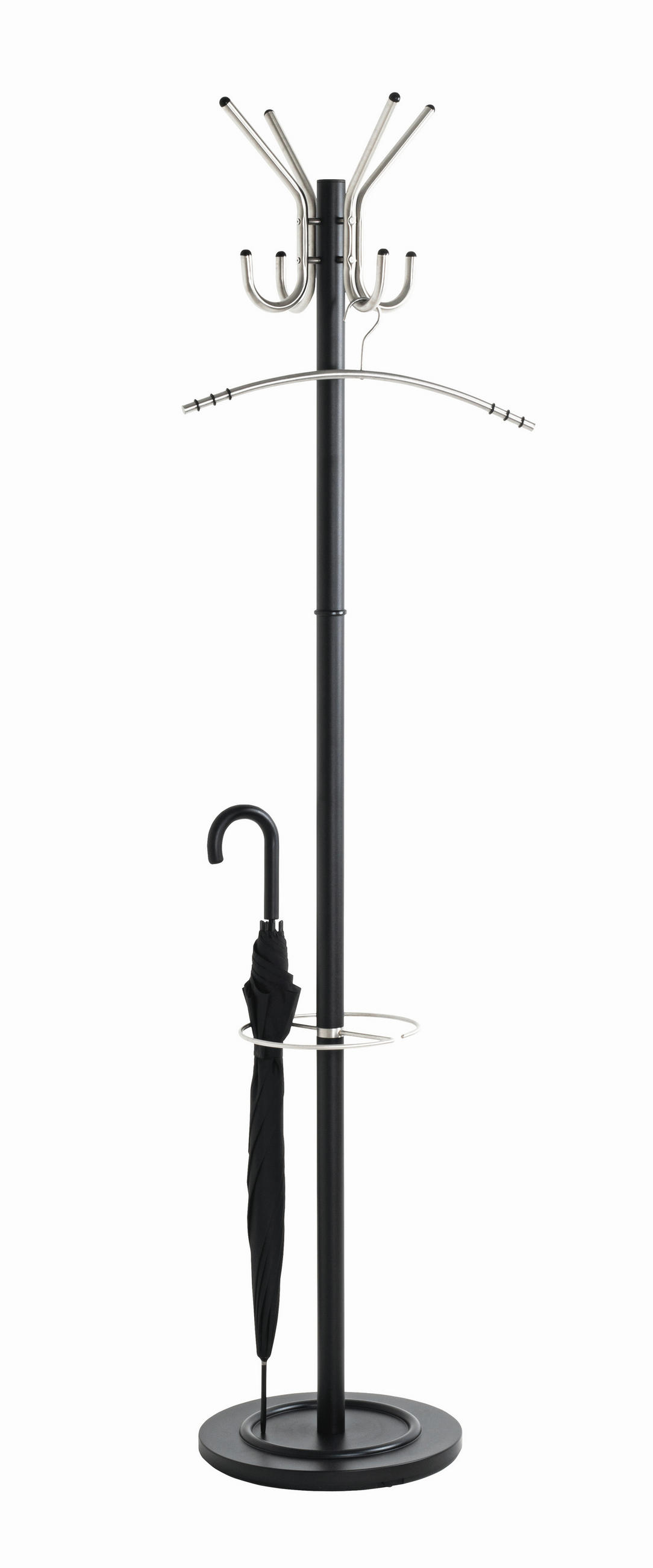 GARDEROBENSTÄNDER in Schwarz, Alufarben 36/182/36 cm   - Schwarz/Alufarben, Design, Metall (36/182/36cm)