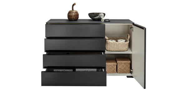SIDEBOARD 120/77/40 cm - Eiche dunkel/Anthrazit, Design, Glas/Holz (120/77/40cm) - Dieter Knoll
