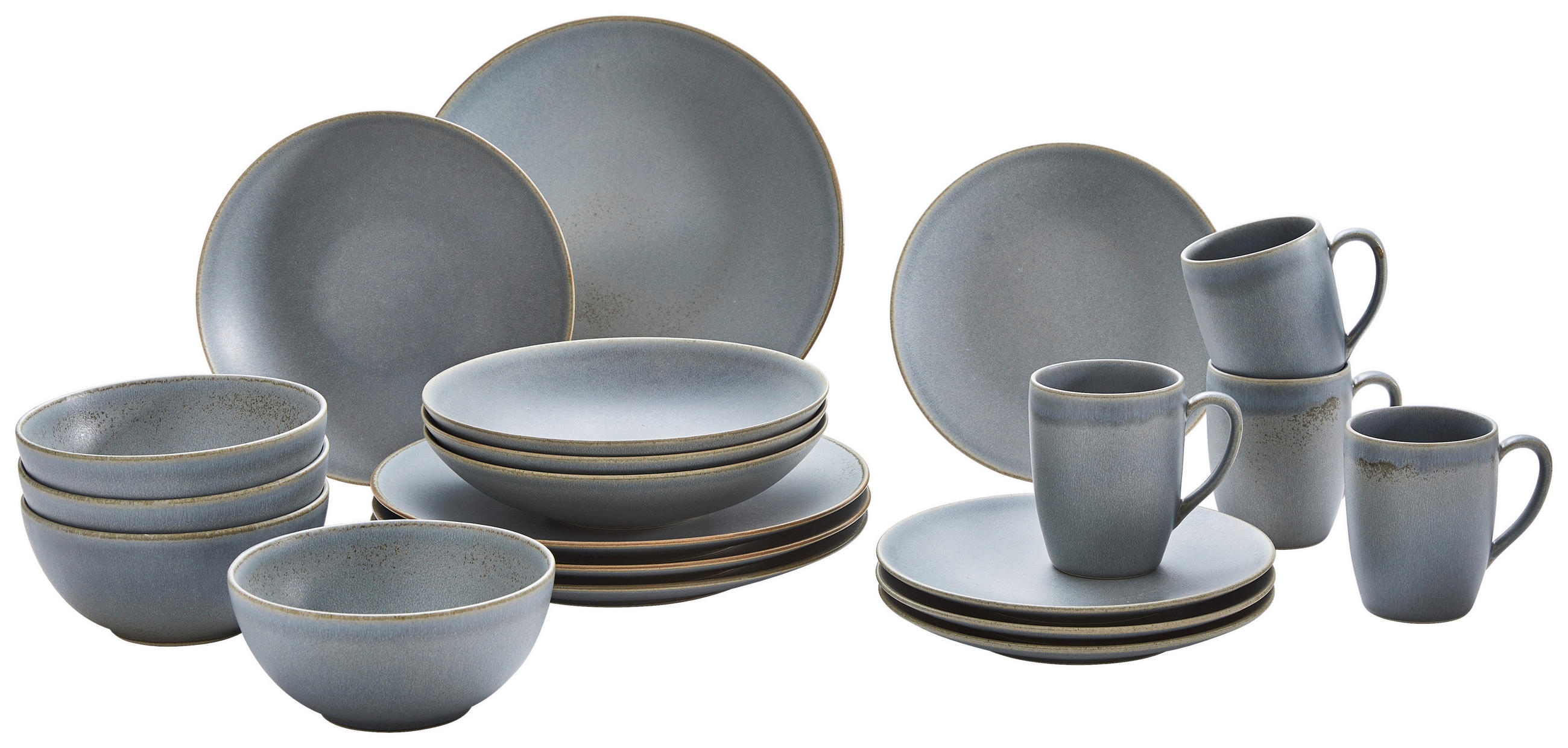 KOMBISERVICE Cafe del Mar 20-teilig  - Graublau, Trend, Keramik - ASA