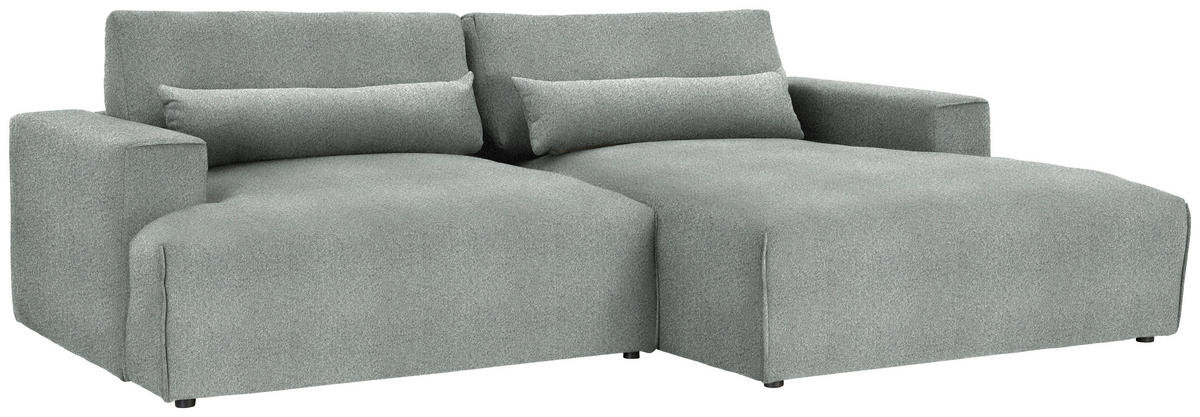 ECKSOFA Chenille Grau  - Schwarz/Grau, Design, Kunststoff/Textil (267/187cm) - Stylife