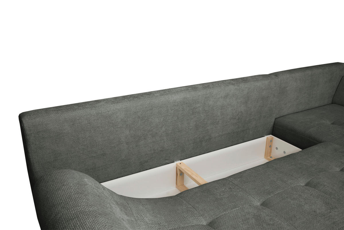 ECKSOFA Anthrazit Struktur  - Anthrazit/Schwarz, KONVENTIONELL, Textil/Metall (274/194cm) - Carryhome
