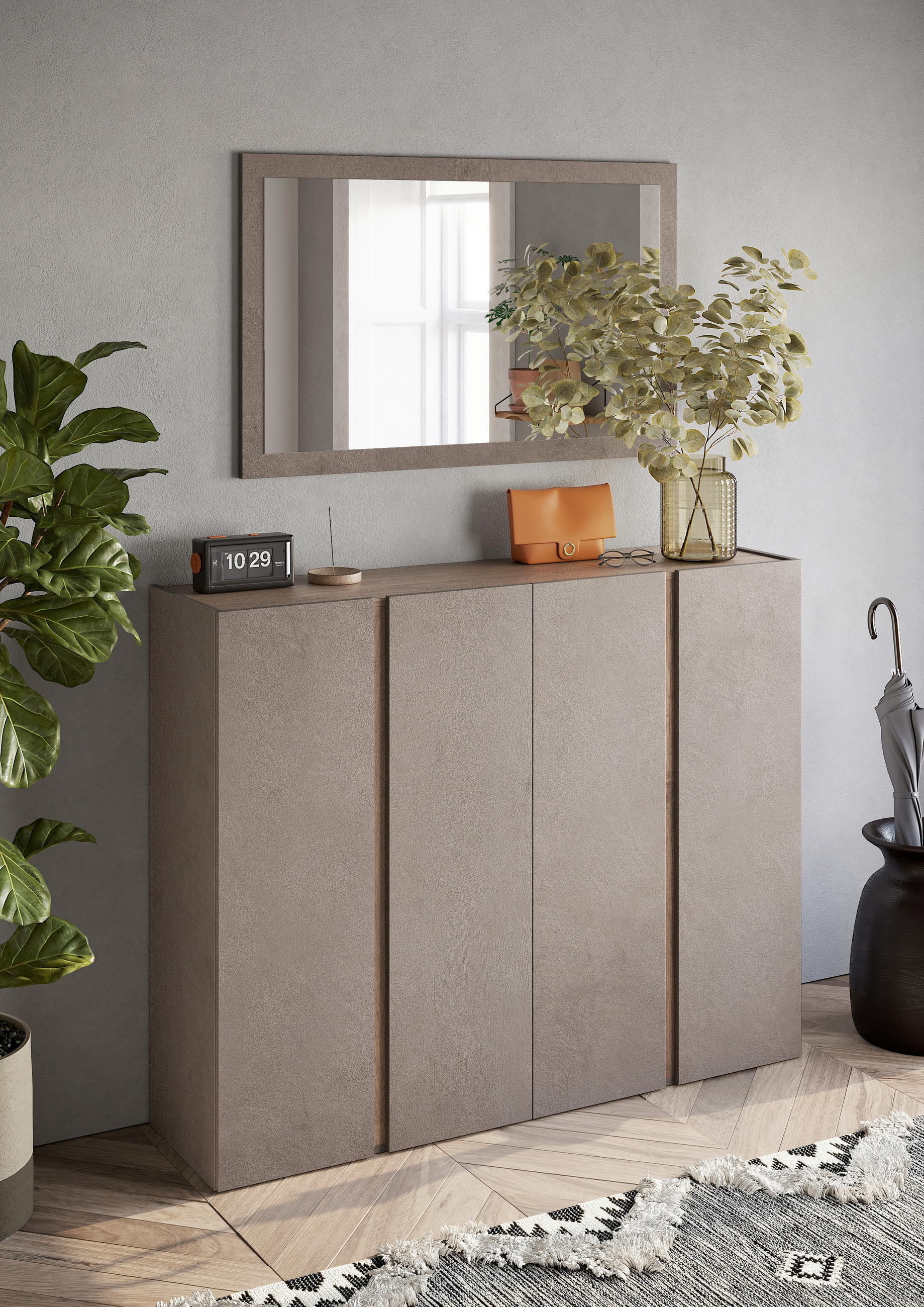 OMARA ZA ČEVLJE barve brona - črna/barve brona, Design, umetna masa/leseni material (140/111/35cm) - Carryhome