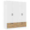 KLEIDERSCHRANK in Weiss, Eiche Artisan  - Weiss/Eiche Artisan, Basics, Holzwerkstoff/Metall (181/210/54cm) - Boxxx