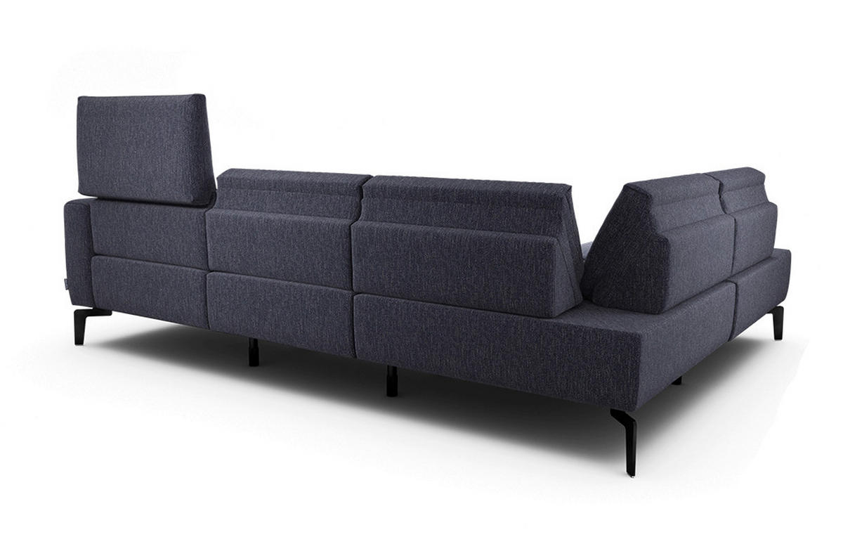 ECKSOFA Cosy Blau Chenille  - Blau/Schwarz, Design, Textil/Metall (193/256cm) - SENSOO