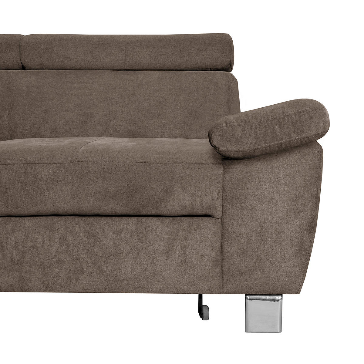 ECKSOFA Dunkelbraun Mikrofaser  - Chromfarben/Dunkelbraun, Design, Textil/Metall (208/248cm) - Livetastic