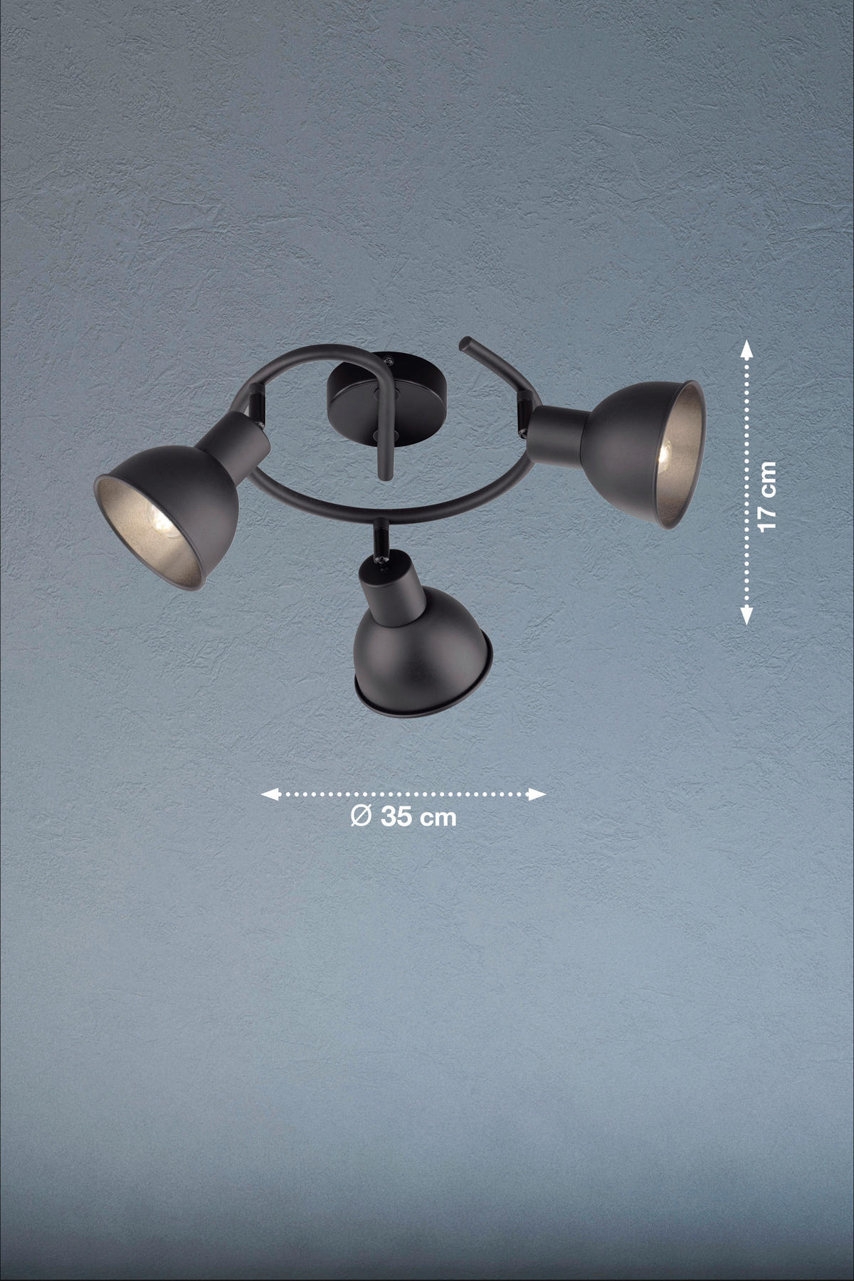 DECKENSTRAHLER - Schwarz, Design, Metall (35,00/17cm) - Fischer & Honsel