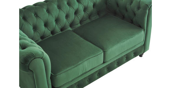 CHESTERFIELD-SOFA Samt Grün, Schwarz - Schwarz/Grün, Trend, Holz/Textil (165/73/87cm) - Xora