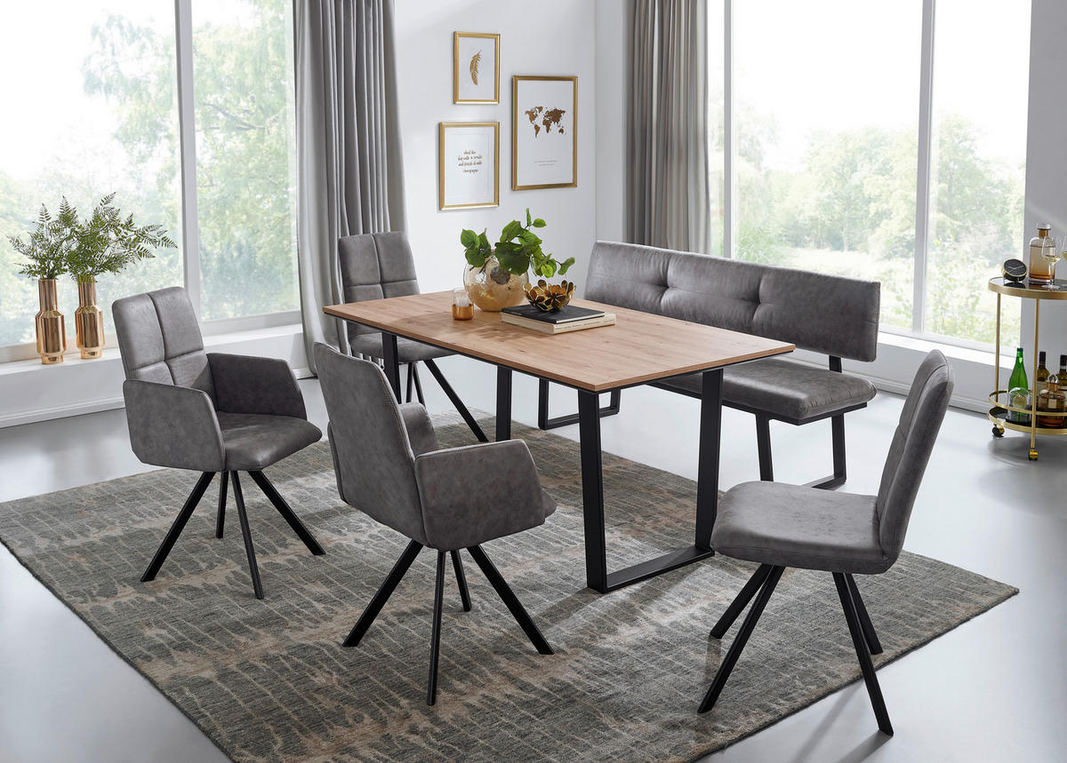 ESSTISCH rechteckig Schwarz, Eiche Artisan  - Schwarz/Eiche Artisan, MODERN, Holzwerkstoff/Metall (180/90/76cm) - Cantus
