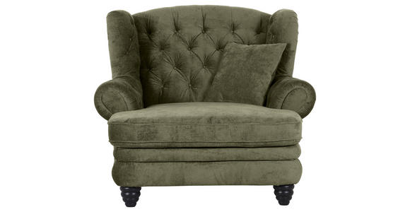 XXL-SESSEL - Schwarz/Olivgrün, Design, Holz/Textil (127/106/149cm) - Landscape