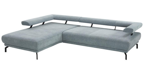 ECKSOFA in Chenille Hellblau  - Schwarz/Hellblau, Design, Textil/Metall (224/305cm) - Dieter Knoll