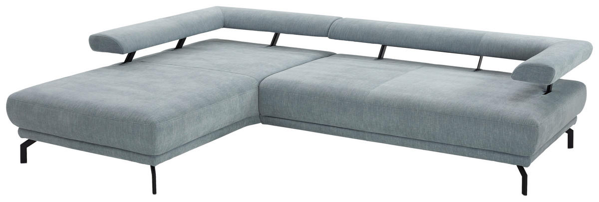 ECKSOFA in Chenille Hellblau  - Schwarz/Hellblau, Design, Textil/Metall (224/305cm) - Dieter Knoll