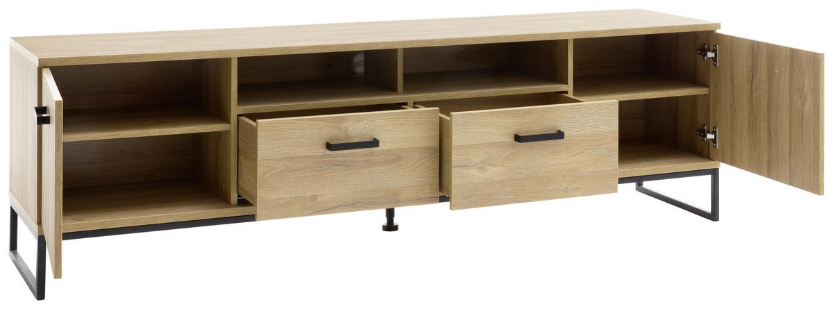TV-ELEMENT - Eichefarben/Schwarz, KONVENTIONELL, Holzwerkstoff/Metall (201/60/44cm)