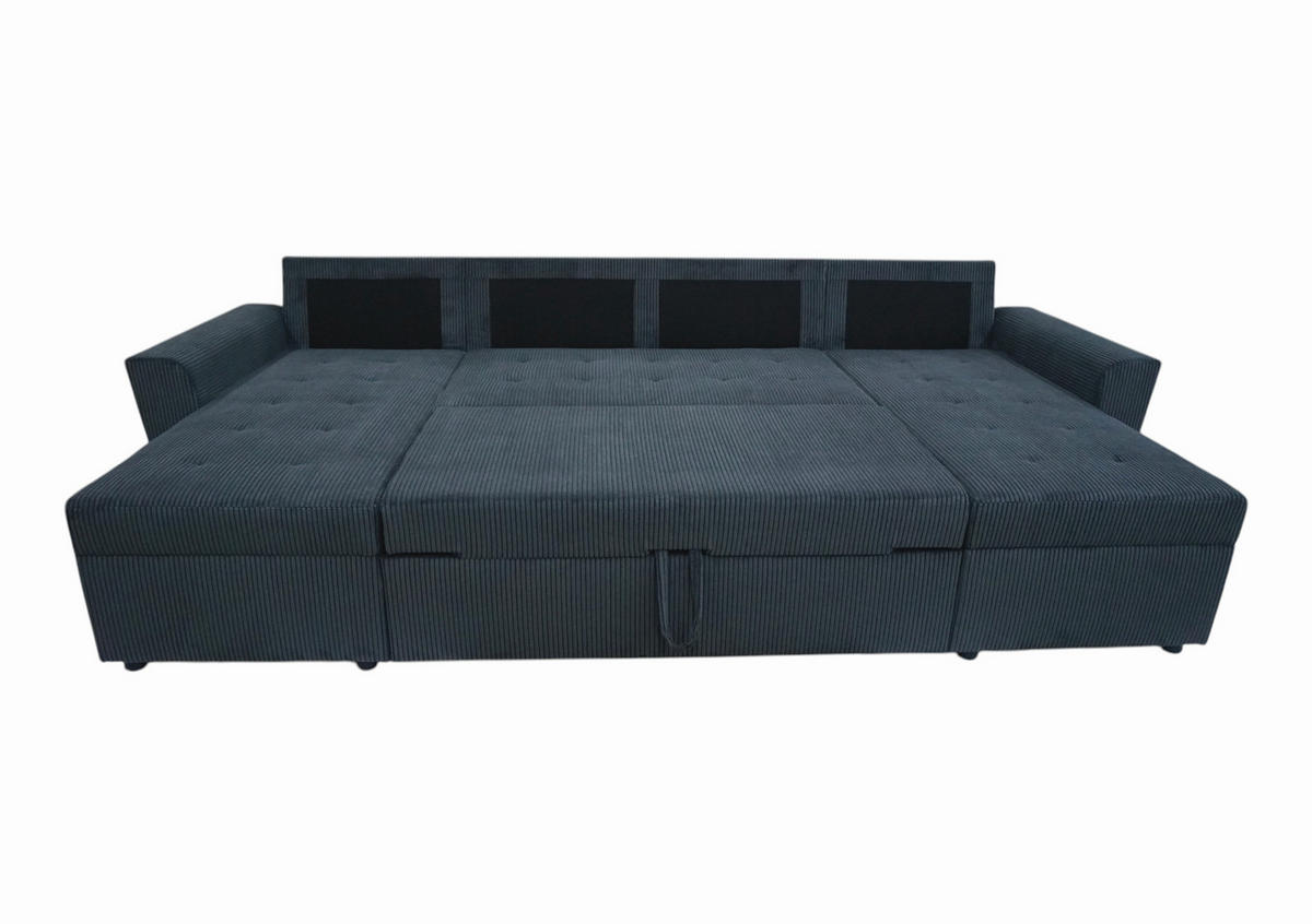 WOHNLANDSCHAFT TERMOLI in Cord Anthrazit  - Anthrazit/Schwarz, Design, Kunststoff/Textil (155/296/155cm) - MID.YOU