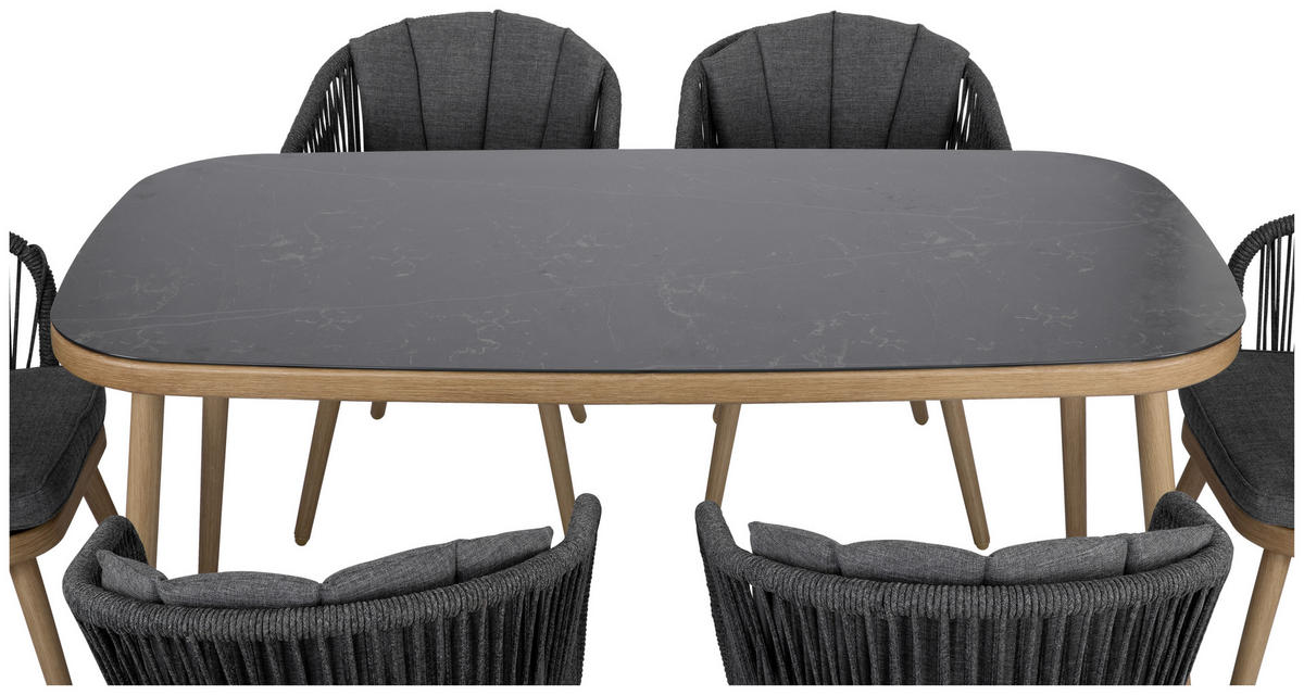 GARTENSET 7-teilig  - Grau, MODERN, Glas/Textil (63/160/58/90/77,5/73,5cm) - Ambia Garden