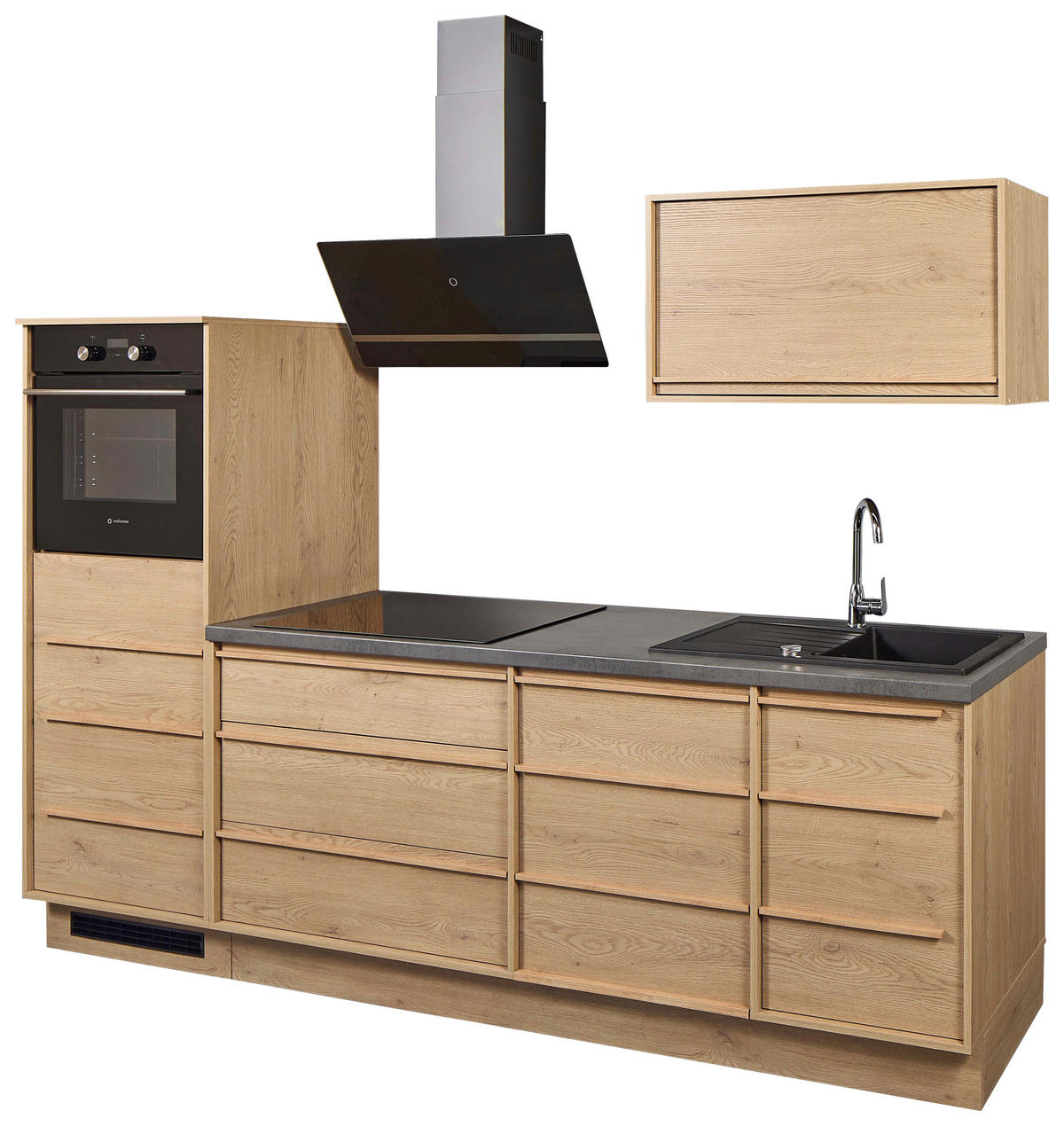 KÜCHENLEERBLOCK 264 cm   in Eichefarben  - Eichefarben/Anthrazit, Trend, Holzwerkstoff/Kunststoff (264cm) - P & B