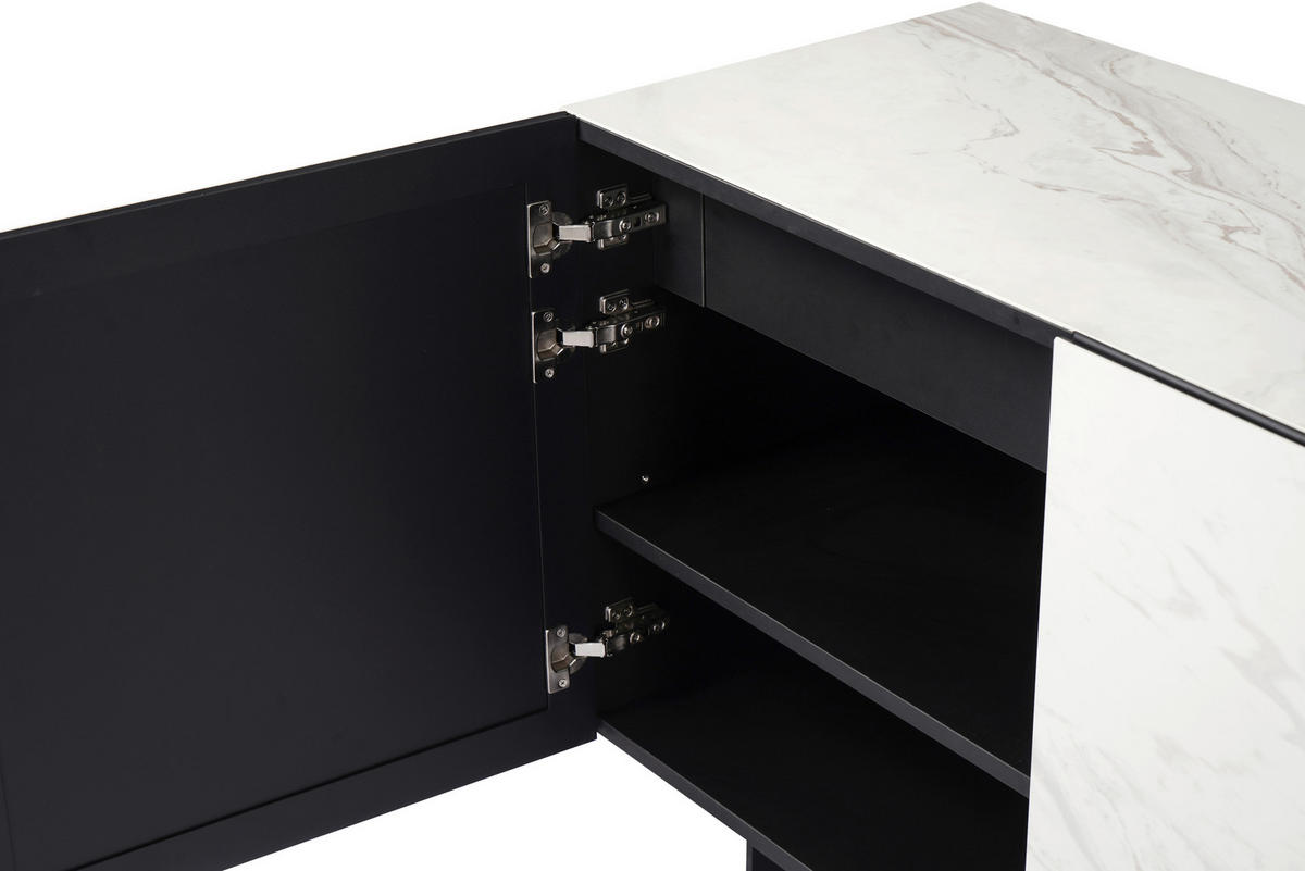 SIDEBOARD  180/75/50 cm 1 Schublade(n)  - Schwarz/Weiß, Design, Keramik/Holzwerkstoff (180/75/50cm) - Belluti