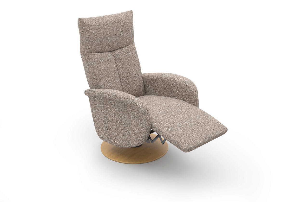 RELAXSESSEL GLENDALE E Chenille Kopfteilverstellung, Rücken echt    - Eichefarben/Cappuccino, KONVENTIONELL, Holzwerkstoff/Textil (75/112/82cm) - Sit & More