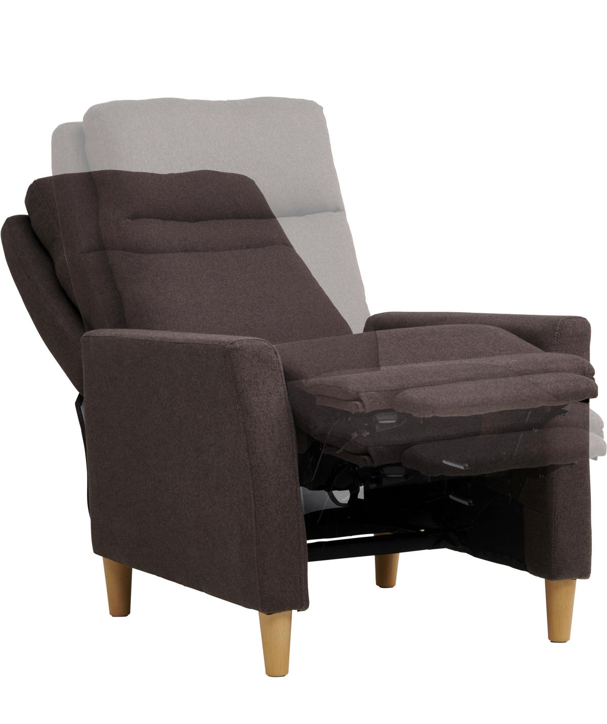 TV-FOTEL - barna/natúr, Design, műanyag/textil (72,5/106-82/89-160cm) - Carryhome