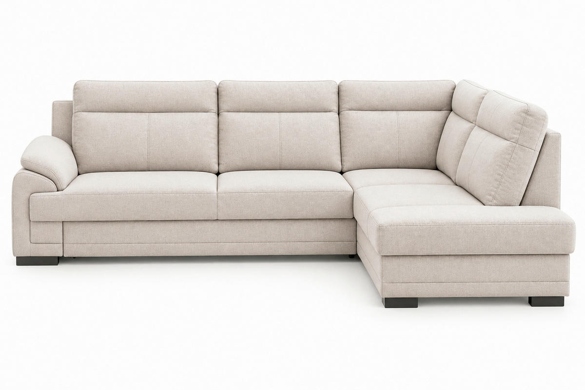 ECKSOFA ALTONA in Flachgewebe Sandfarben  - Sandfarben/Schwarz, Basics, Holz/Holzwerkstoff (268/207cm) - Livetastic