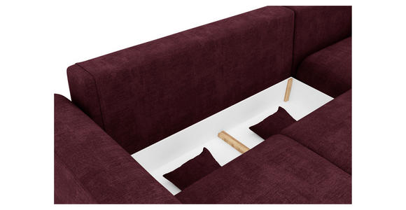 ECKSOFA in Samt Bordeaux  - Chromfarben/Bordeaux, KONVENTIONELL, Kunststoff/Textil (293/195cm) - Carryhome